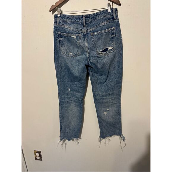 We the Free Women's Size 28 Blue Button Fly Distressed Cropped Jeans NWOT - Picture 6 of 8
